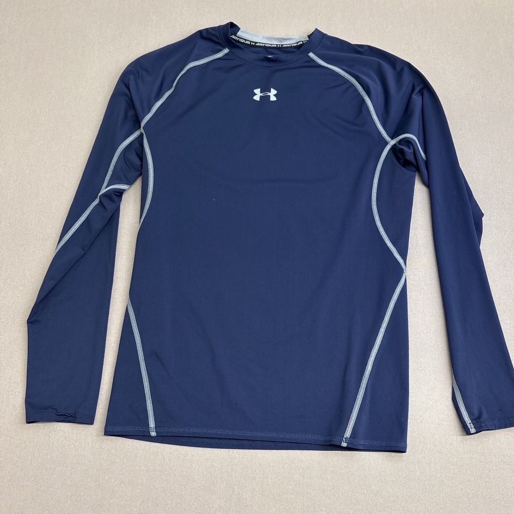 Under Armour Mens HeatGear Compression Long Sleeve Shirt Navy Blue XL 2964